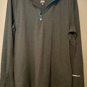 Nike Men's Black Zip-Up Sweater with Blue Trim
